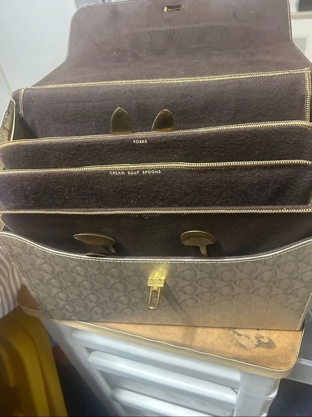 Siam Thai miscellaneous Cream Satin Clutch with Gold Hardware